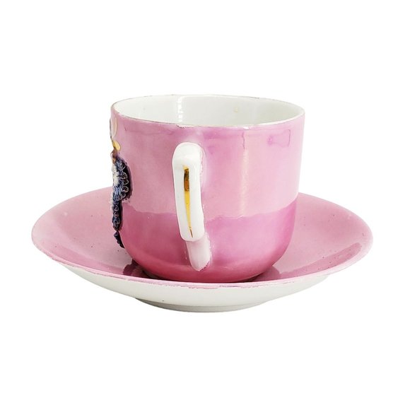 Antique Think of Me Victorian Cup & Saucer Set 1880s Victorian Germany Motto - Picture 4 of 8